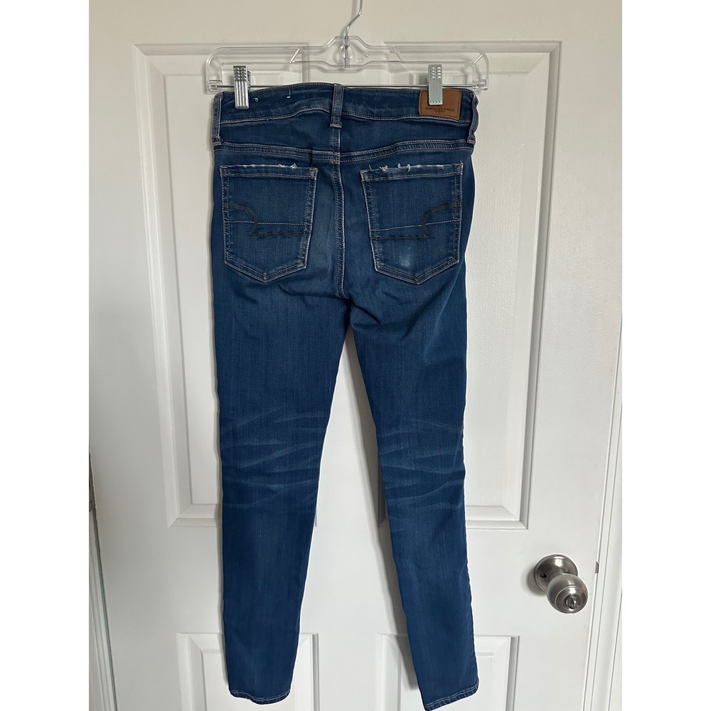 American Eagle Super‎ Stretch High Waist Jeggings Blue Women Size 2 Short - Picture 4 of 9